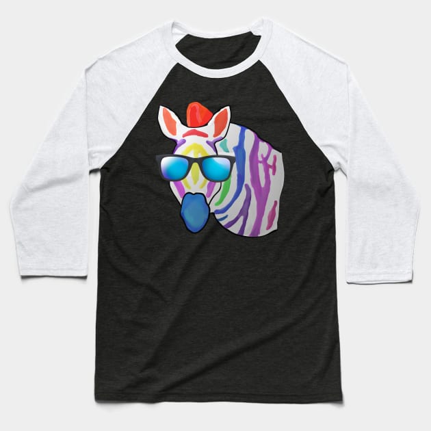 Rainbow Zebra Baseball T-Shirt by m2inspiration
